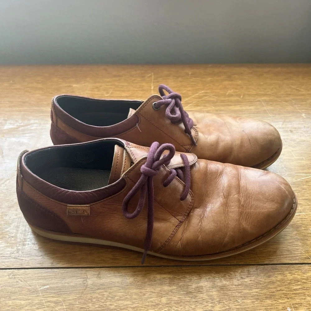 Pikolinos Dress Shoes‎ Mens 9.5-10 43 Brown Leather Casual Oxfords Lace-Up Derby